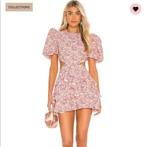 REVOLVE : pink flowered mini dress with cutouts